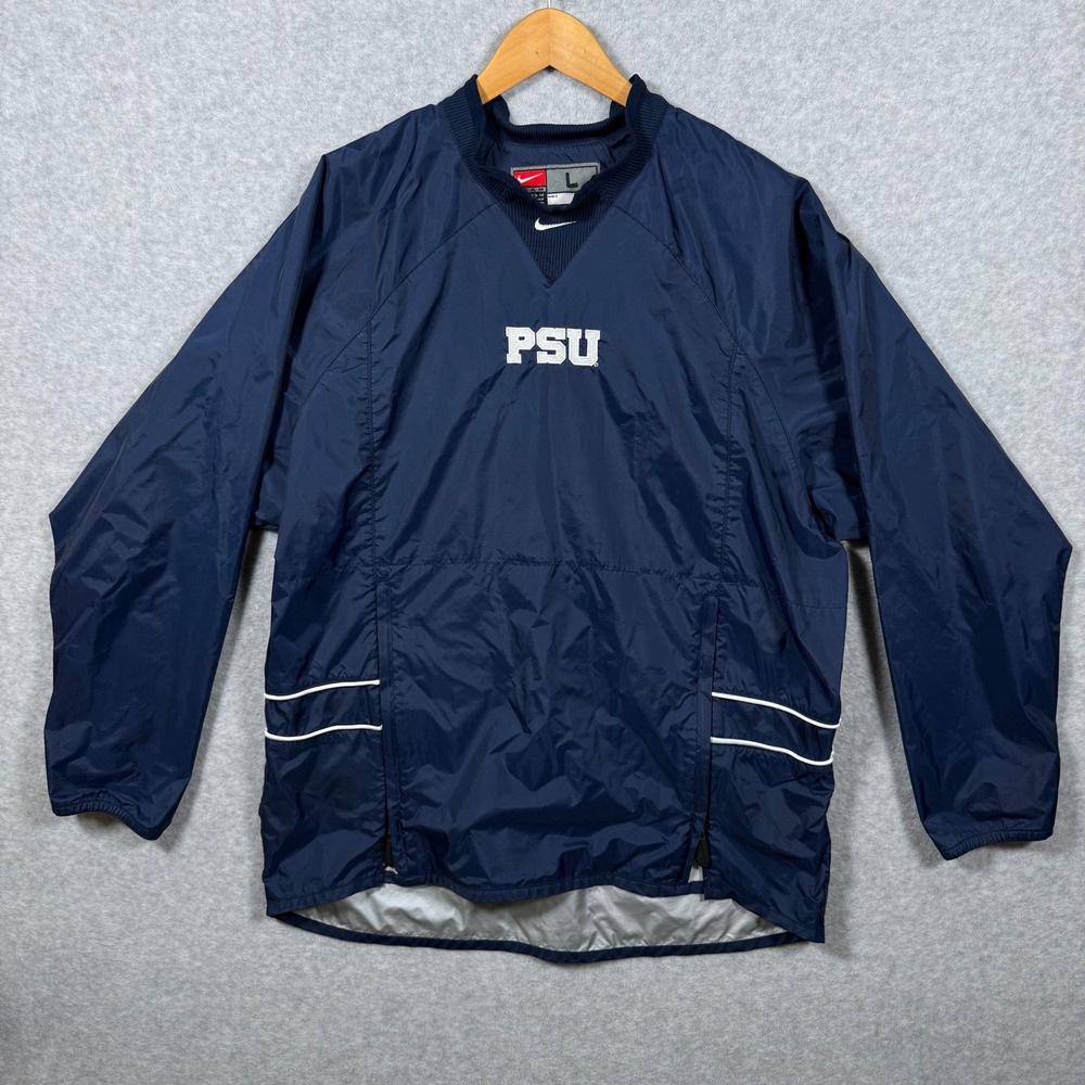 Vintage Nike Penn State PSU Windbreaker Pullover Blue Mens Large V-Neck 90's